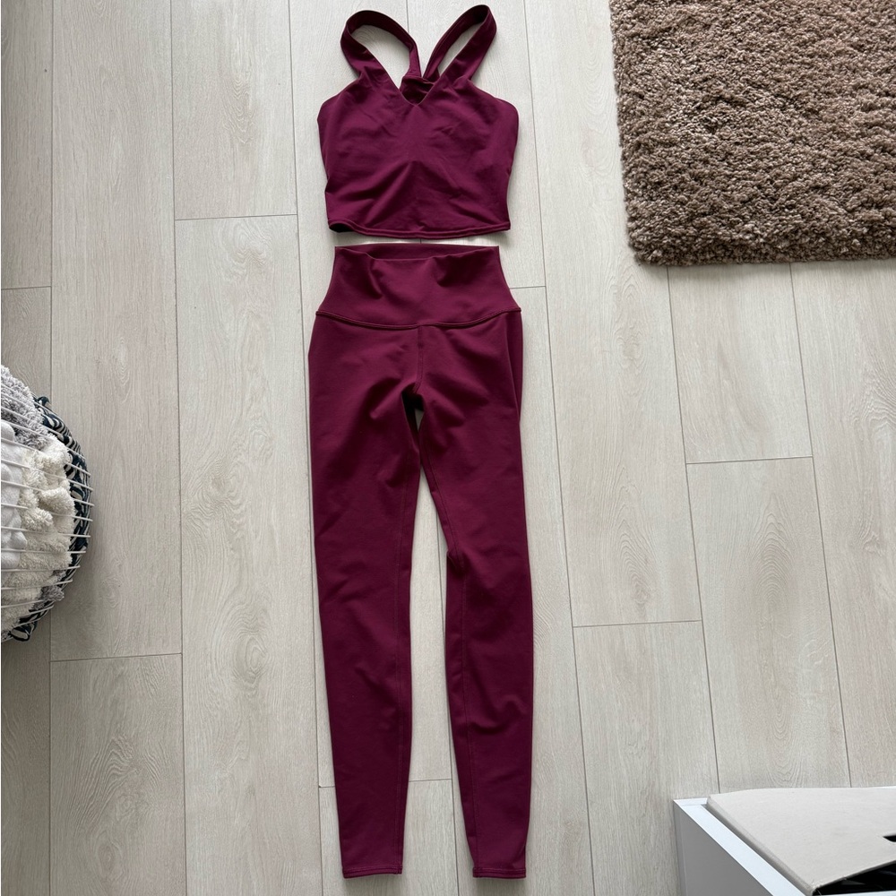 Alo burgundy leggings & tank set